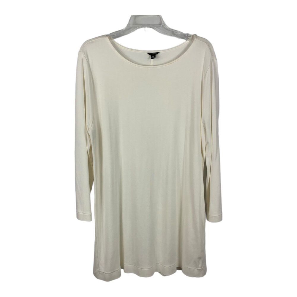 Ann Taylor Sweater Womens XL Cream Pullover Tunic‎ Side Slits Lagenlook Boho